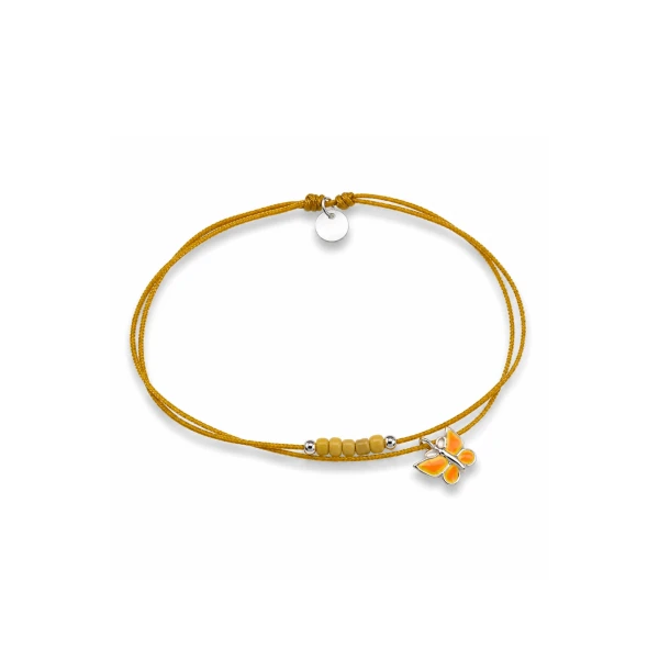 Gelbes Perlenarmband mit Schmetterlingsanhänger – BL-8363
