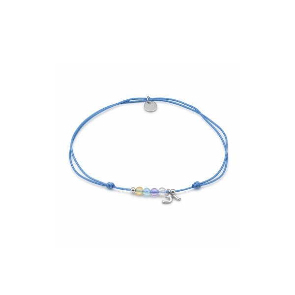Blaues Armband mit bunten Perlen und Silber-Anhänger – BL-8371
