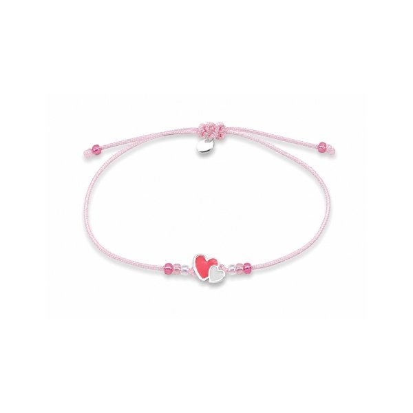 Rosa Perlenarmband mit Herzanhänger – BL-8406